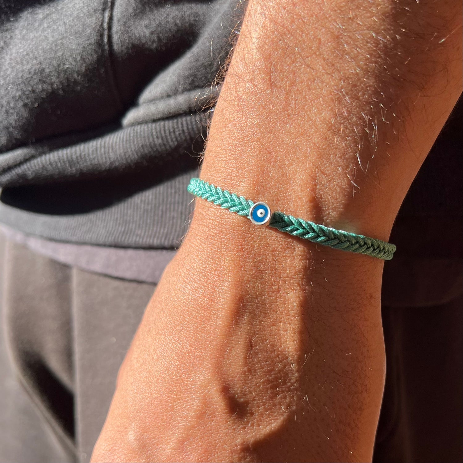 Saki Mint Braided Evil Eye Bracelet
