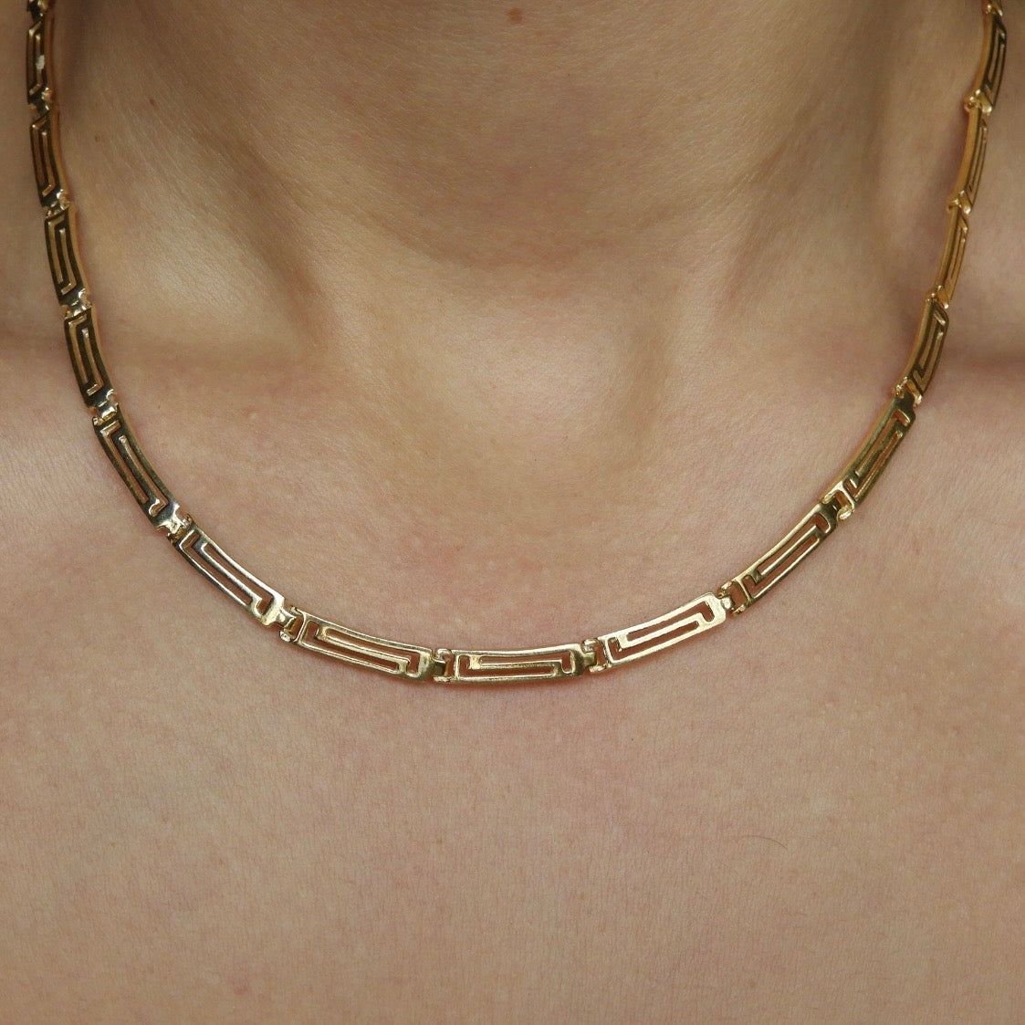 Thin Meander Gold Necklace