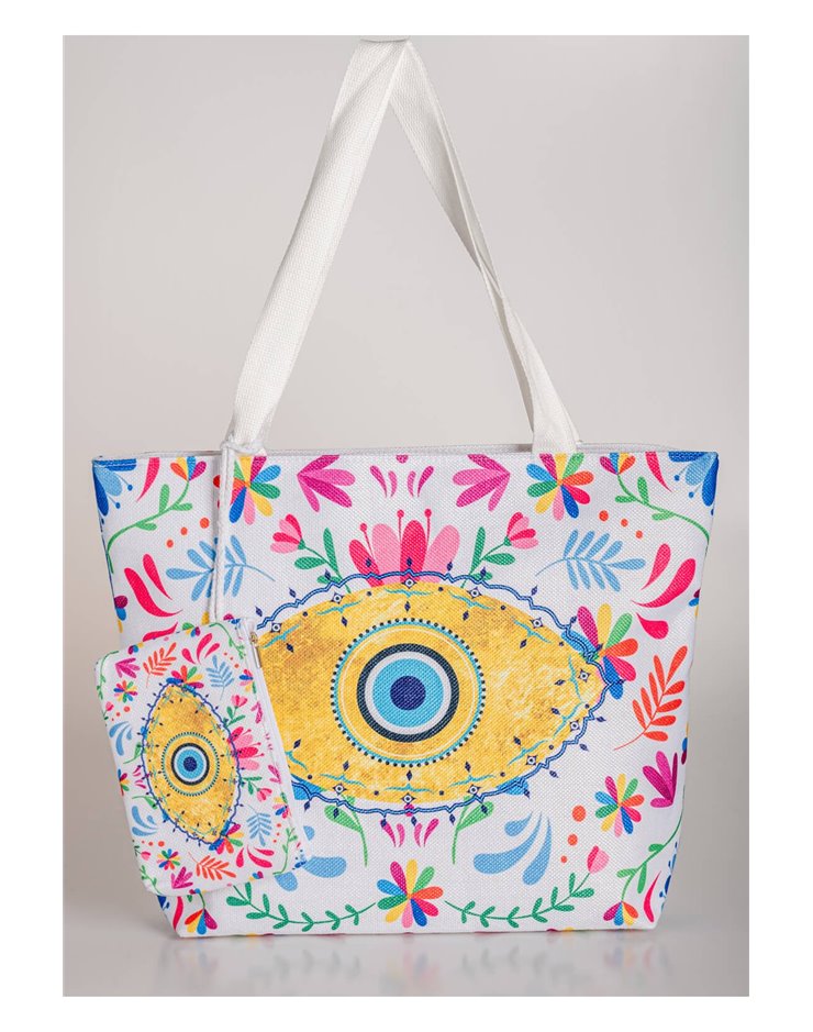 Colourful Evil Eye Beach Bag