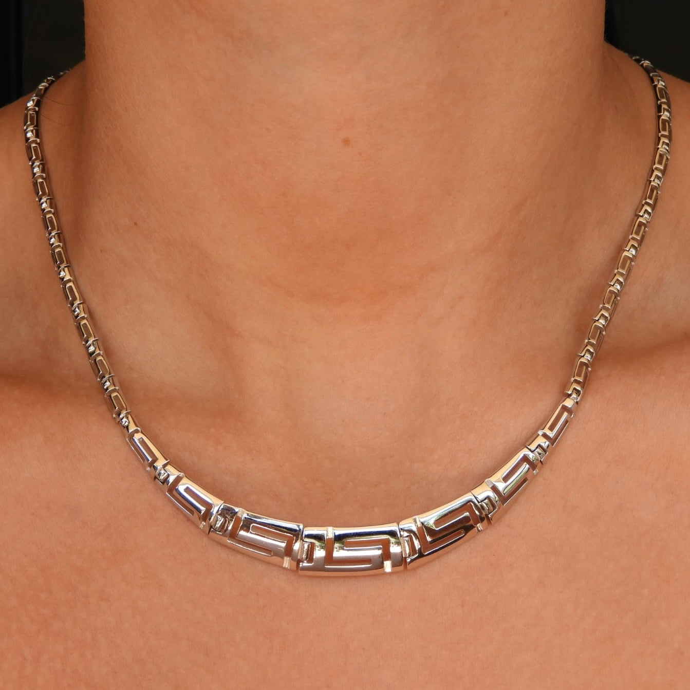 Meander Silver Necklace