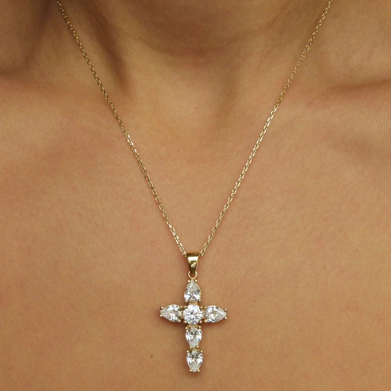 Scarlet Cross Gold Necklace