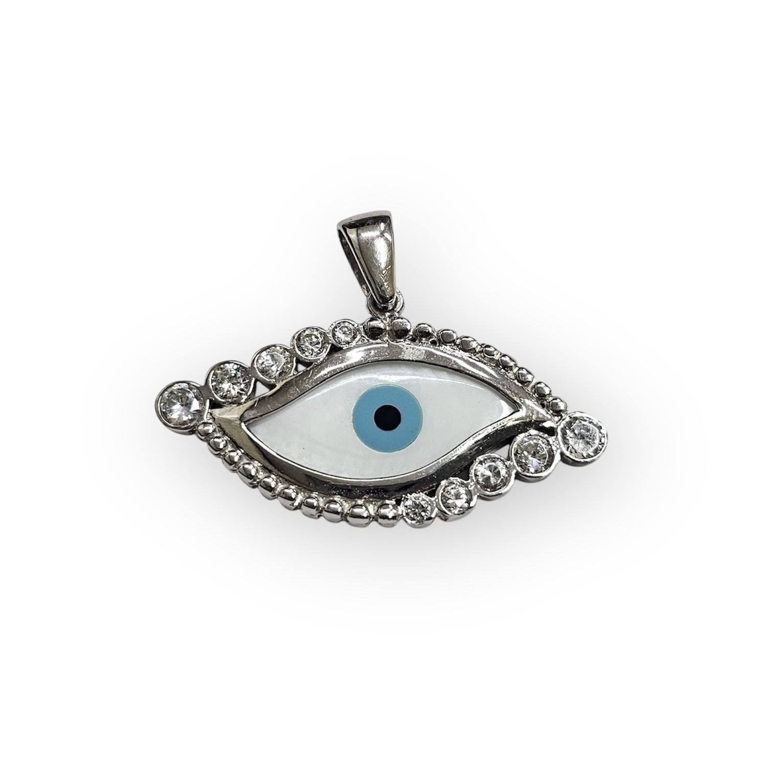 White Evil Eye Pendant