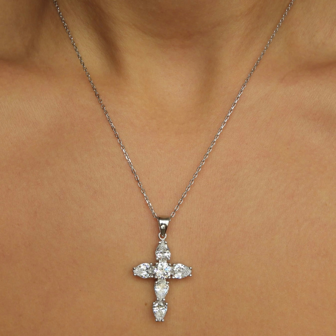Scarlet Cross Silver Necklace